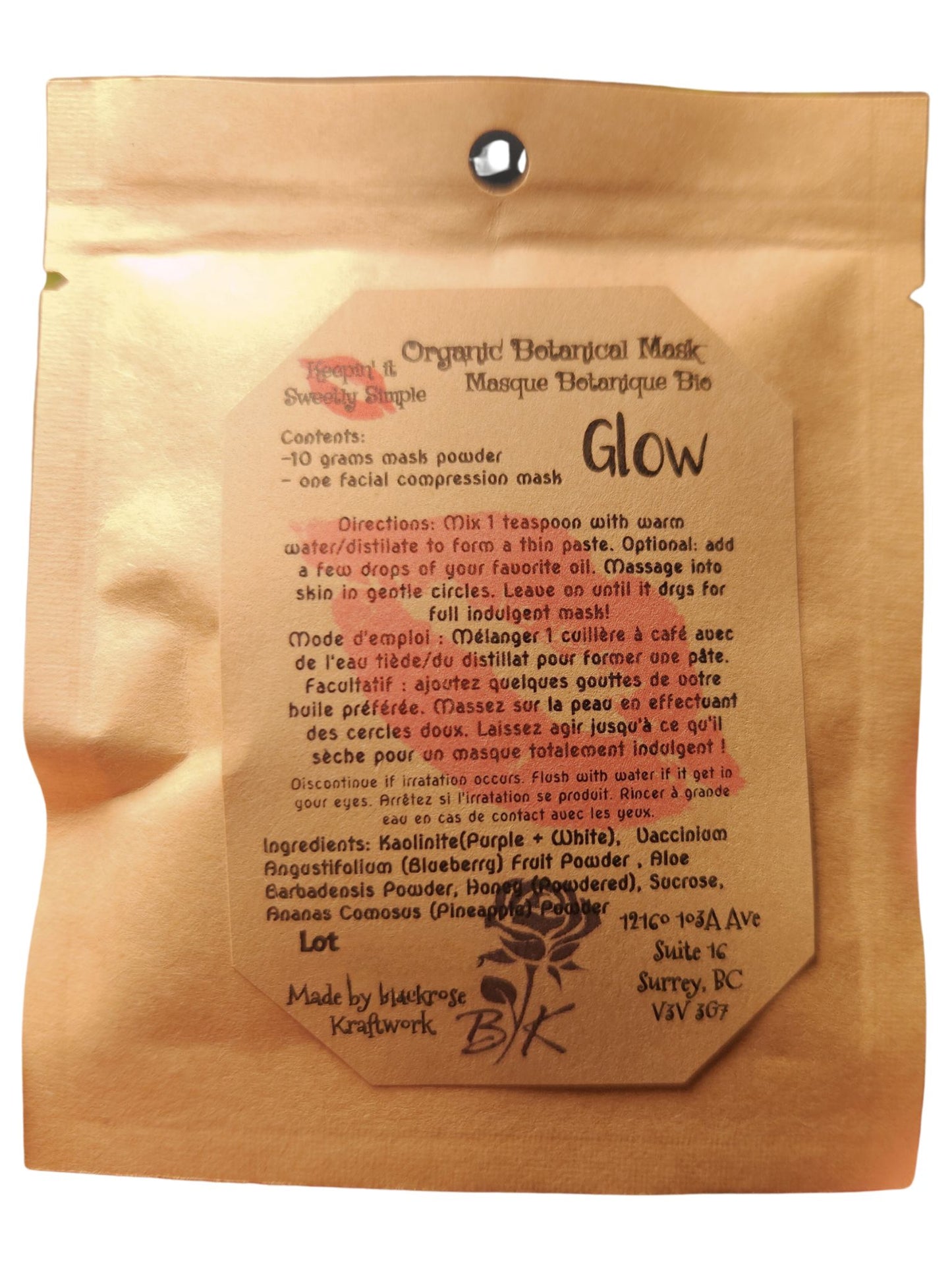 Organic Clay Mask- Glow 10g