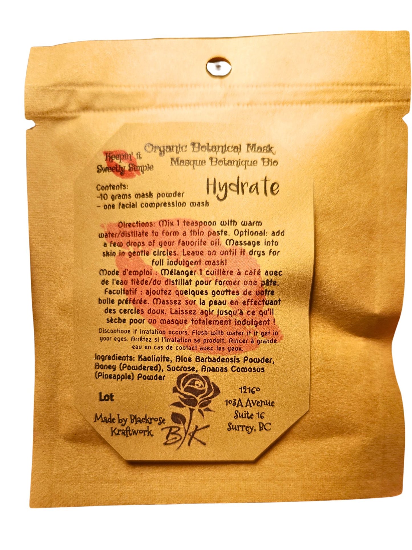 Organic Clay Mask- Hydrate 10g