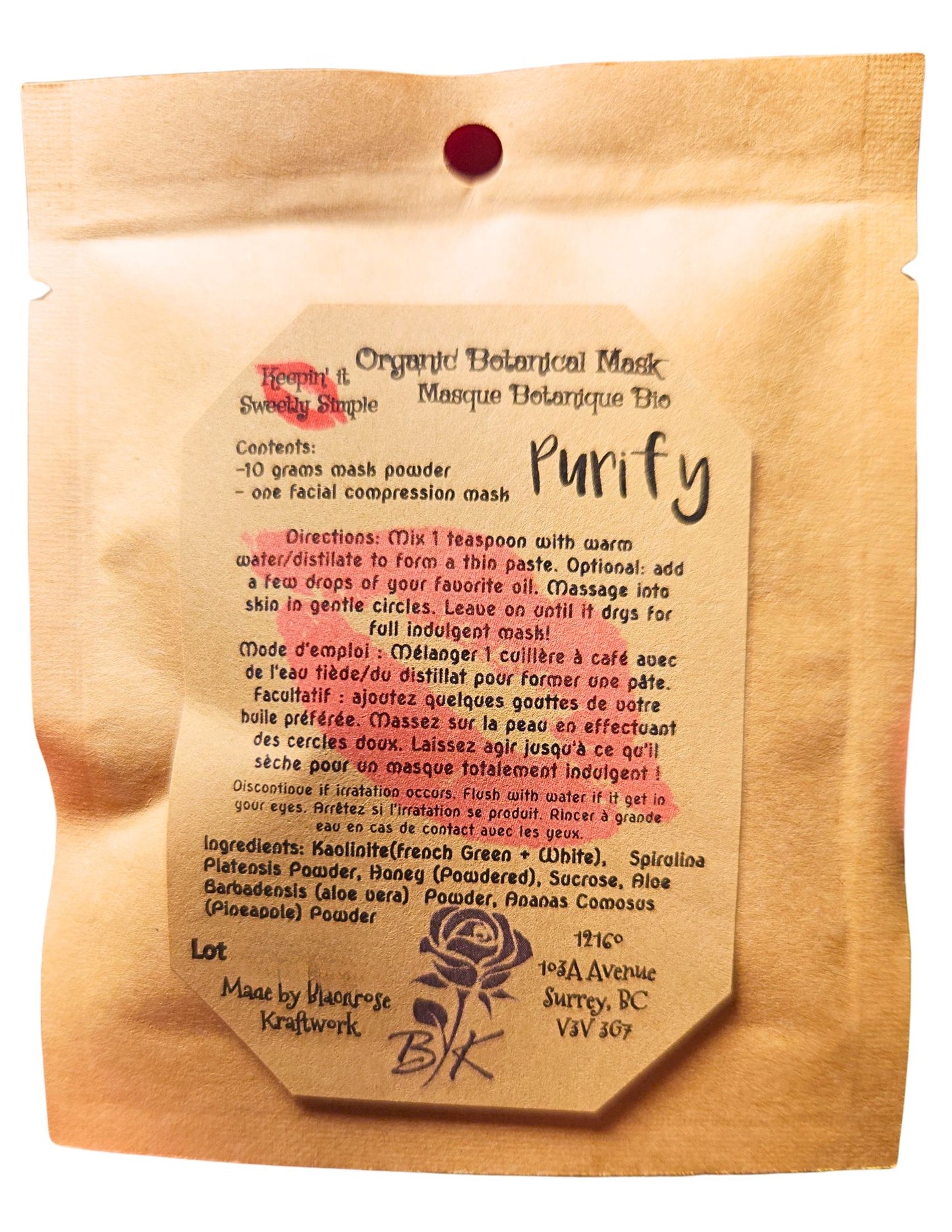 Organic Clay Mask- Purify 10g